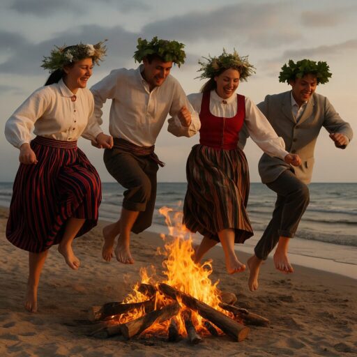 Celebrating Latvian traditions on the beach in Riga