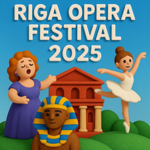Riga Opera Festival 2025 artwork featuring performers.