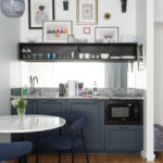 Stylish kitchen area at MIRO Rooms in Riga, showcasing modern amenities.